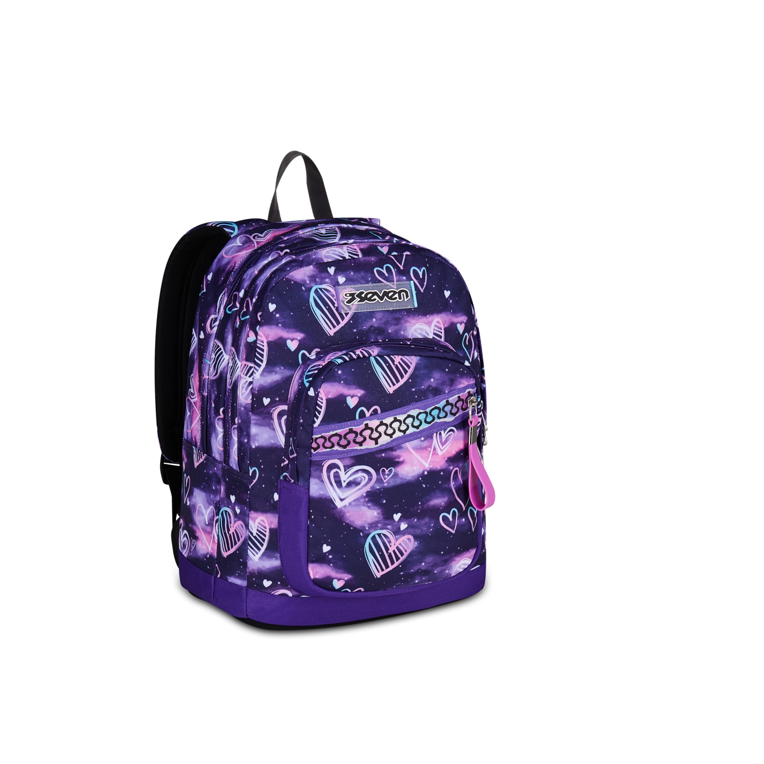 Seven Zaino New Fit, Doppio Scomparto, Tasca Porta Borraccia, Scuola e Tempo Libero, Overheart, Bambine e Ragazze, viola/nero