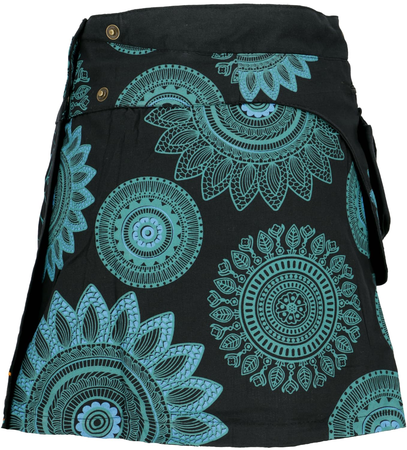 Wickelrock, kurzer Goa Rock, Cacheur, Minirock, Patchwork, Lemon/bunt | 100% Baumwolle, Slim Fit, vielseitig kombinierbar, Unikat, flexible Knopfleiste
