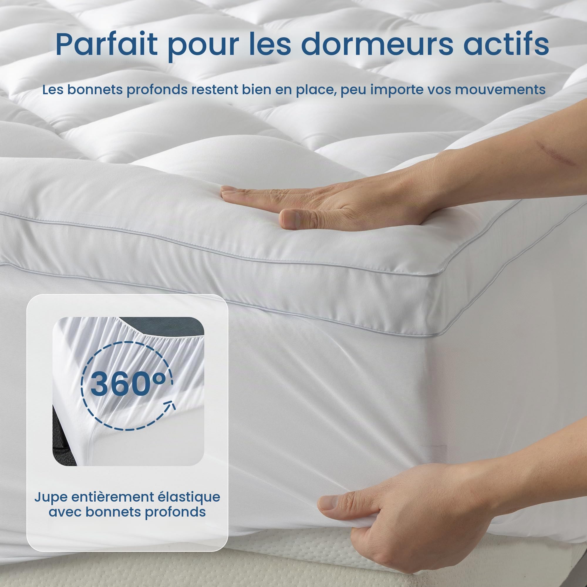 BedStory Surmatelas 140 x 200 cm Blanc Ultra Doux avec Poches Profondes, Lavable en Machine, Convient aux Matelas d'une épaisseur allant jusqu'à 45 cm
