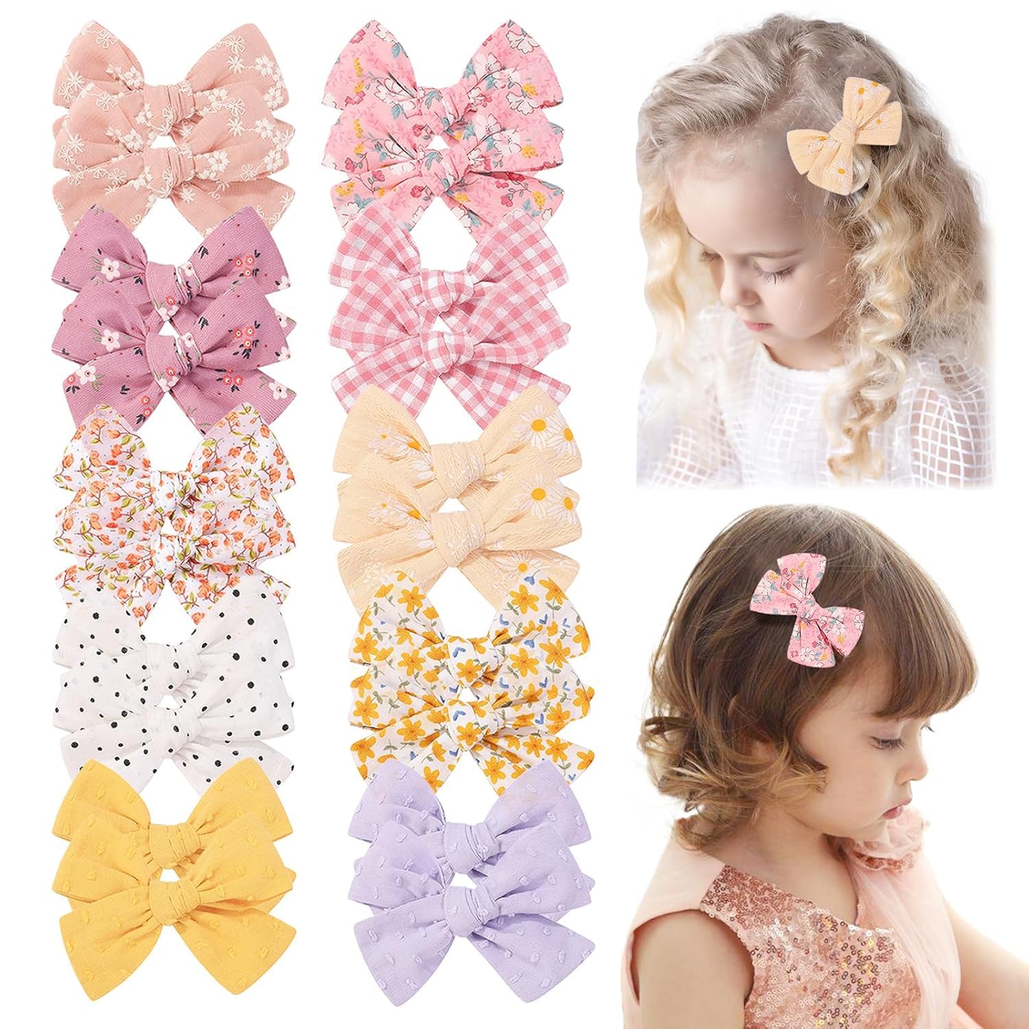 20 Pcs Baby Girls Hair Clips Baby Bows and Clips Craft Bows Ribbon Bows 3.54 Inch Hair Bow Clips for Toddler Babies Kids Fine Hair (B) — image 1
