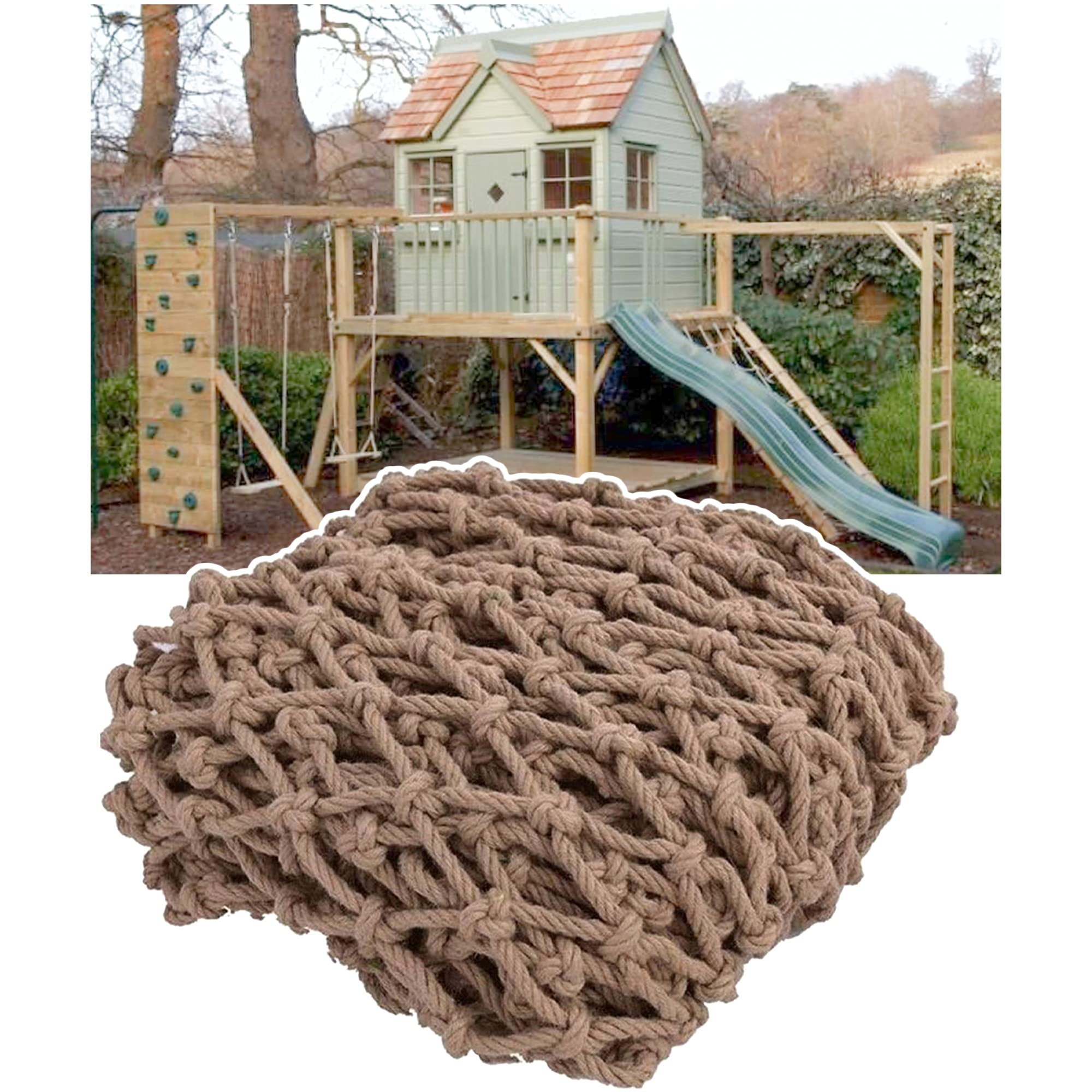 TGHY Red de Cáñamo para Bricolaje en la Casa del Arbol Casa de Juegos para Niños en El Patio Trasero Red de Escalada Resistente Red de Protección contra Caídas Red para Hamacas 12mm
