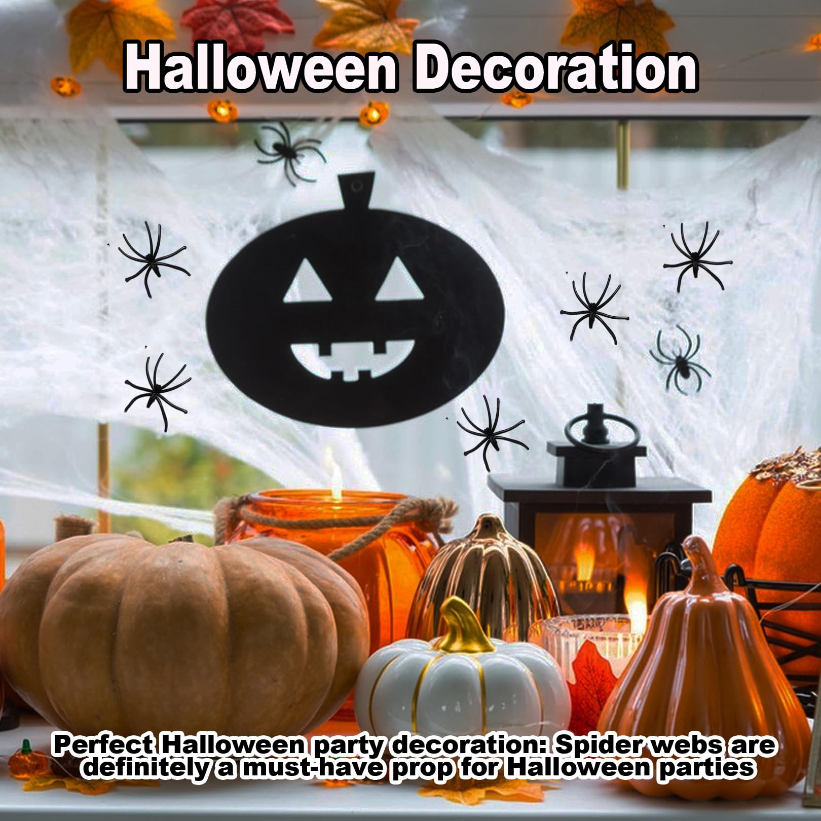Decorazioni Halloween Giganti: Ragnatela 180cm Con 60 LED E Ragno Peloso 30cm – 8 Modalità Luce, IP65, A Batteria