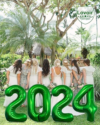 Miniatura 8 de Globo verde oscuro de 40 pulgadas con número 2024, tamaño grande, gigante, dígitos gigantes, de papel de mylar, globos de helio verde oscuro para