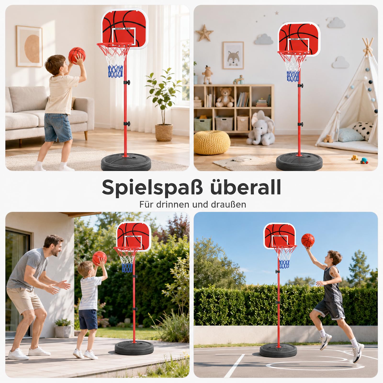 Basketballkorb Kinder, 50-150cm Indoor Basketballkorb 3 Bällen Und Pumpe, Kinderspielzeug Geschenke Für Jungen Ab 3 Jahren