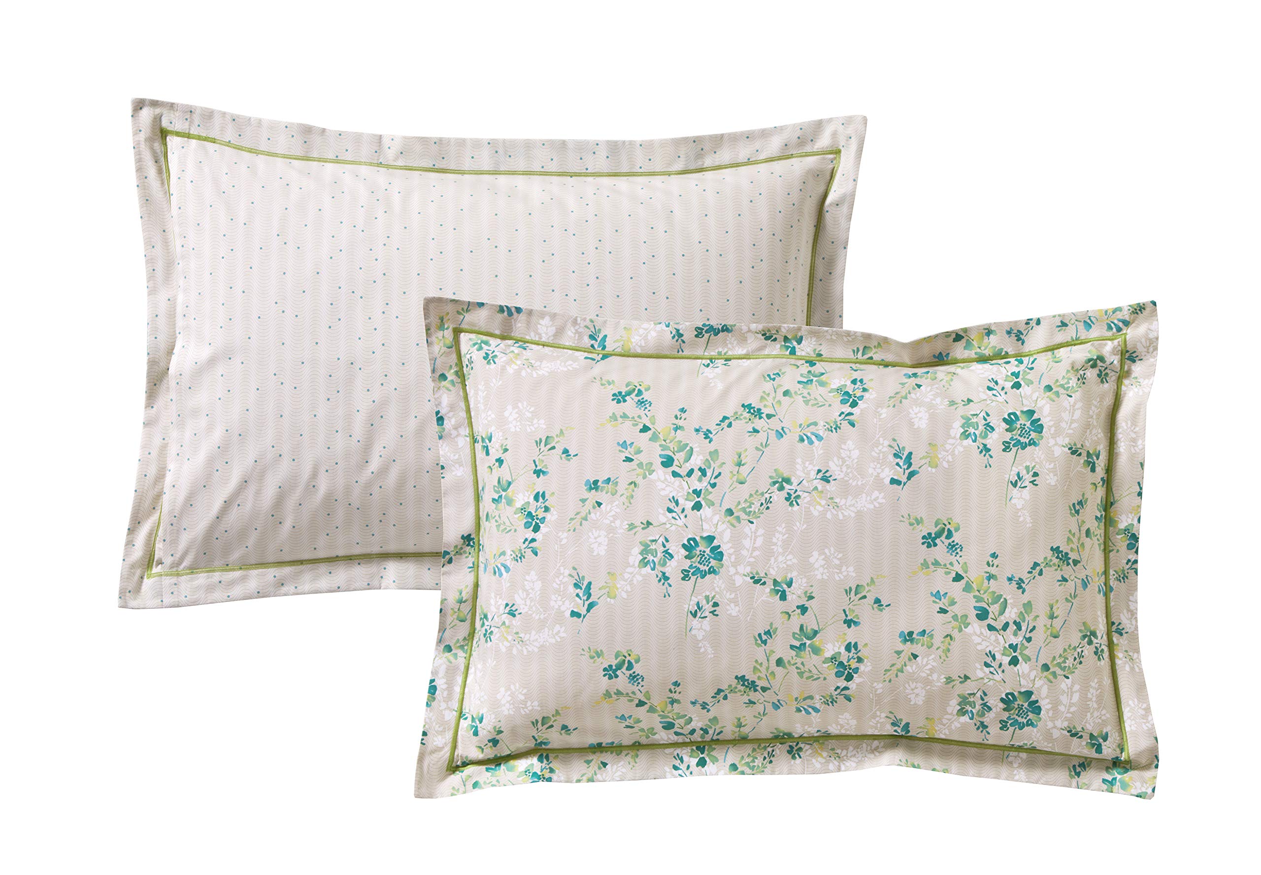 Blanc des Vosges Sous le Vent Emerald 100% Cotton Percale Pillowcase 50 x 75 cm 80 Thread Count