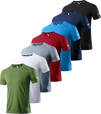Boyzn 1, 3, 5 or 7 Pack Men's Workout Running Shirts, Moisture Wicking Short Sleeve T-Shirts