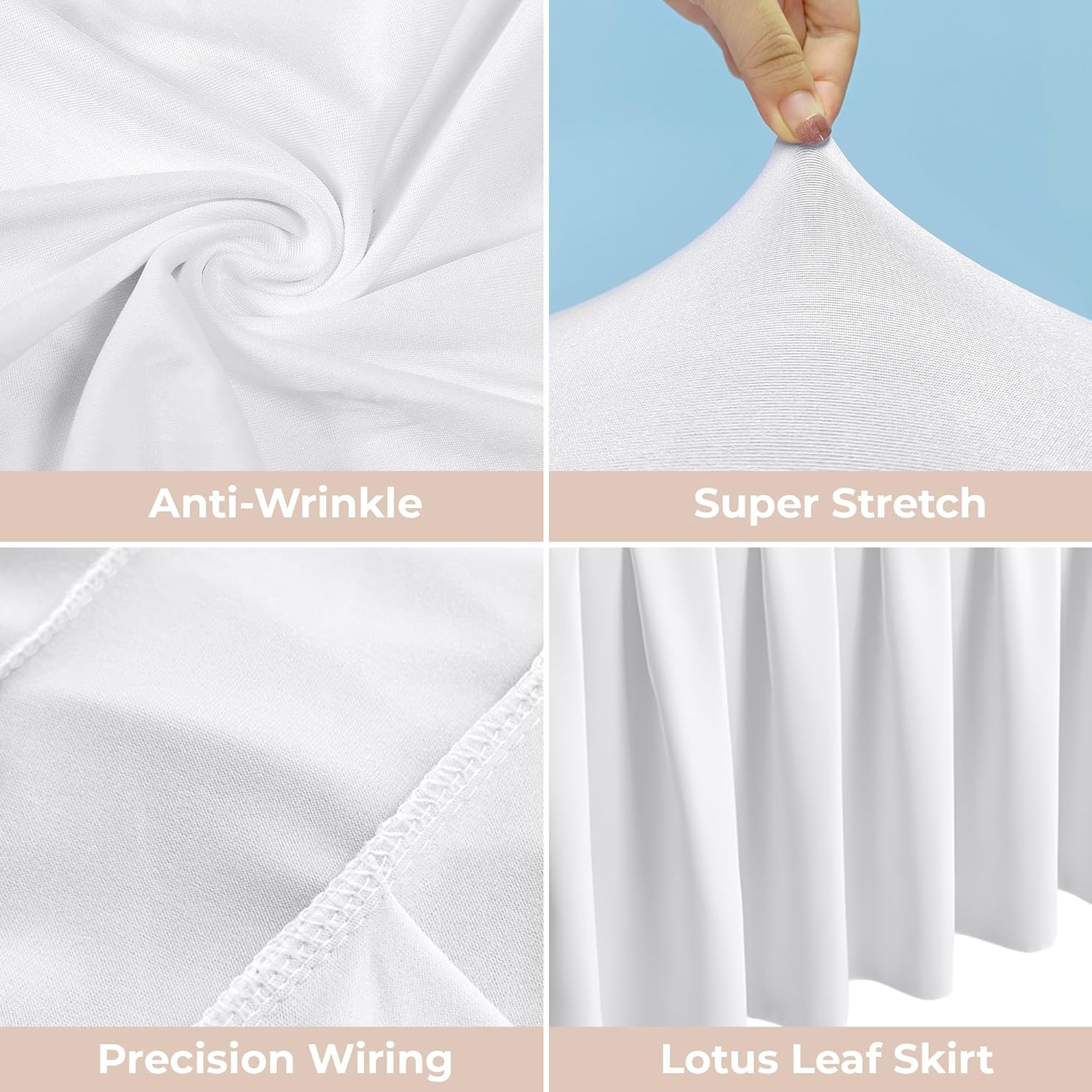 Dining Room Chair Covers with Skirt 6PCS Stretch Parsons Slipcovers with Skirt, Washable Universal Parson Chair Protector for Dining Room, Hotel, Ceremony, Party(White, 6pcs)