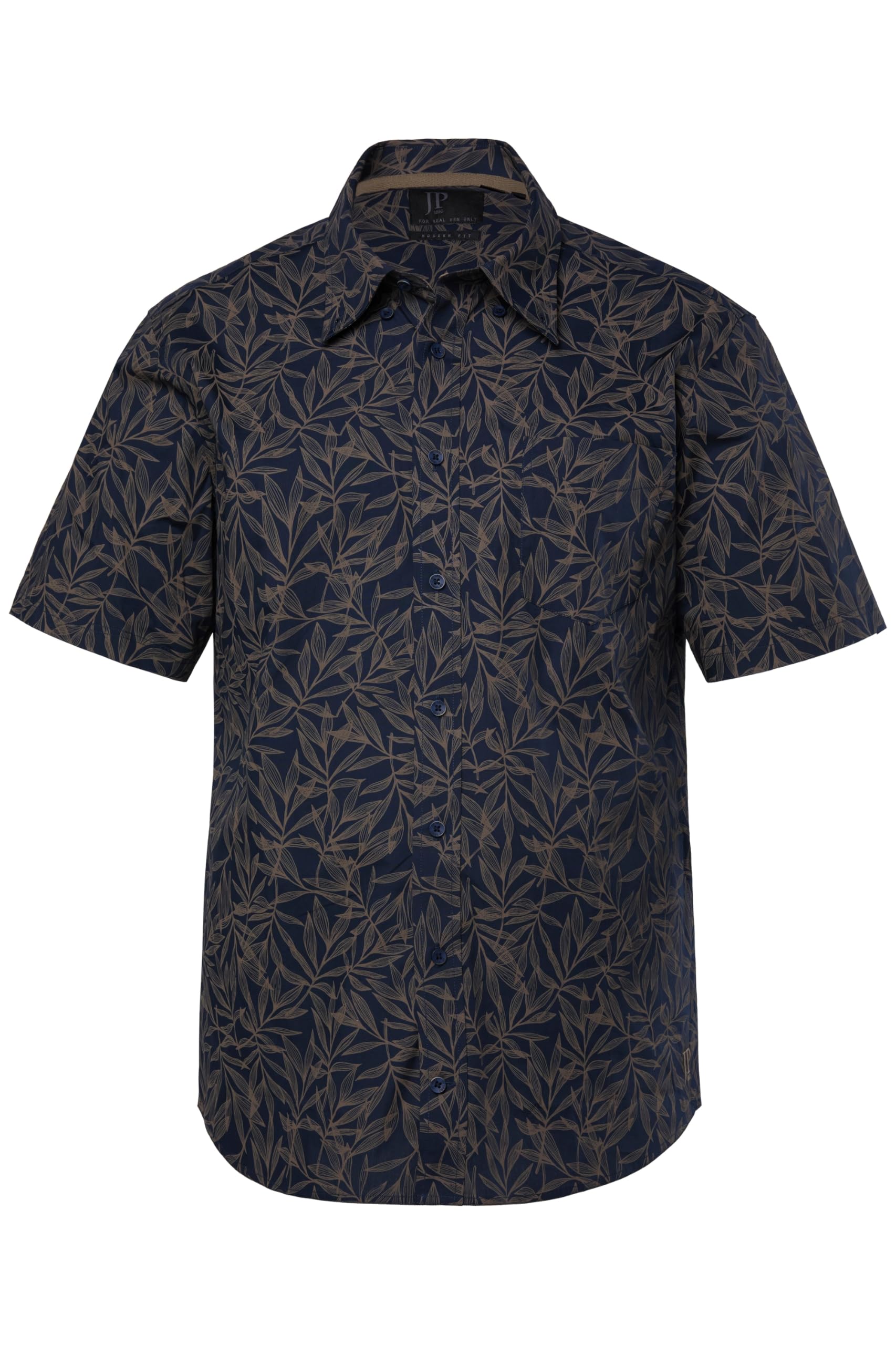 JP 1880 Herren große Größen Übergrößen Menswear L-8XL Hemd, Halbarm, Alloverdruck, Buttondown-Kragen, Modern Fit 846014