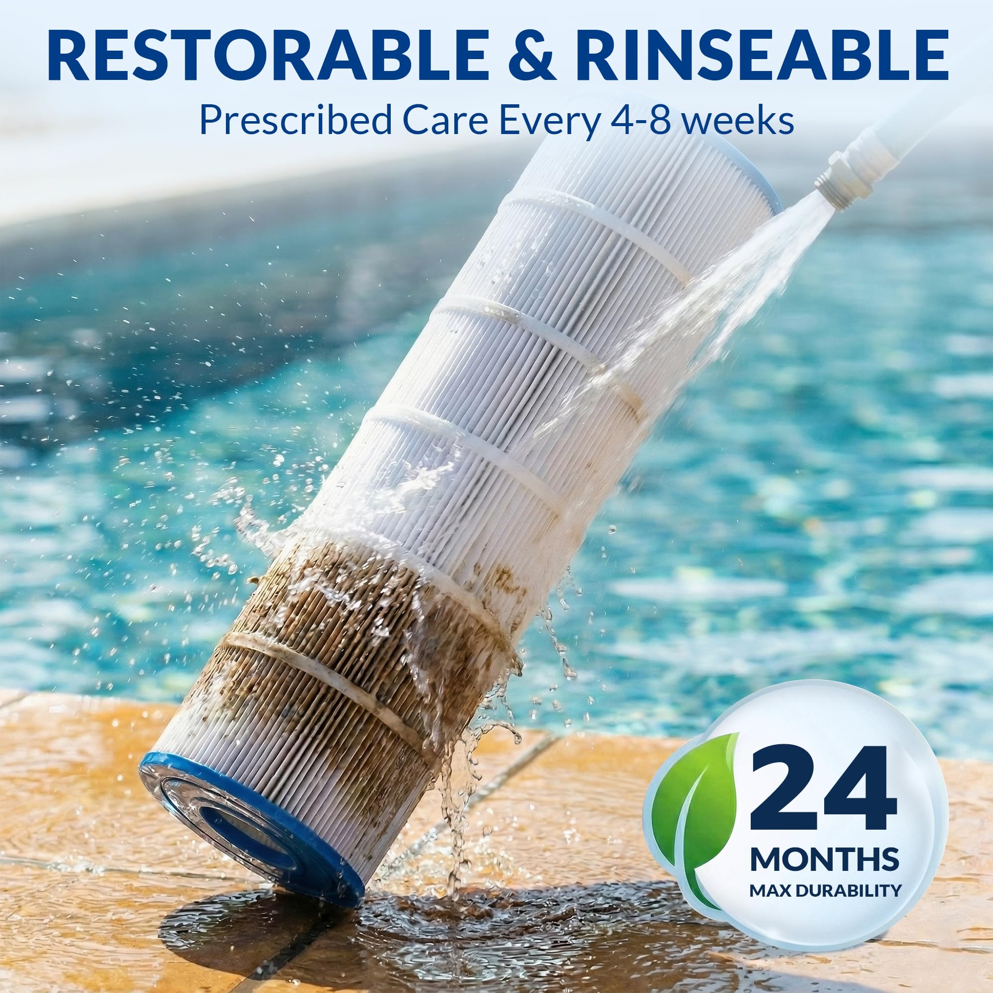 Cartuchos de filtro de piscina CV460 mejorados (paquete de 4), compatibles con Jandy CL/CV460, tela resistente de 5 onzas para una filtración y durabilidad superiores, reemplaza PJAN115