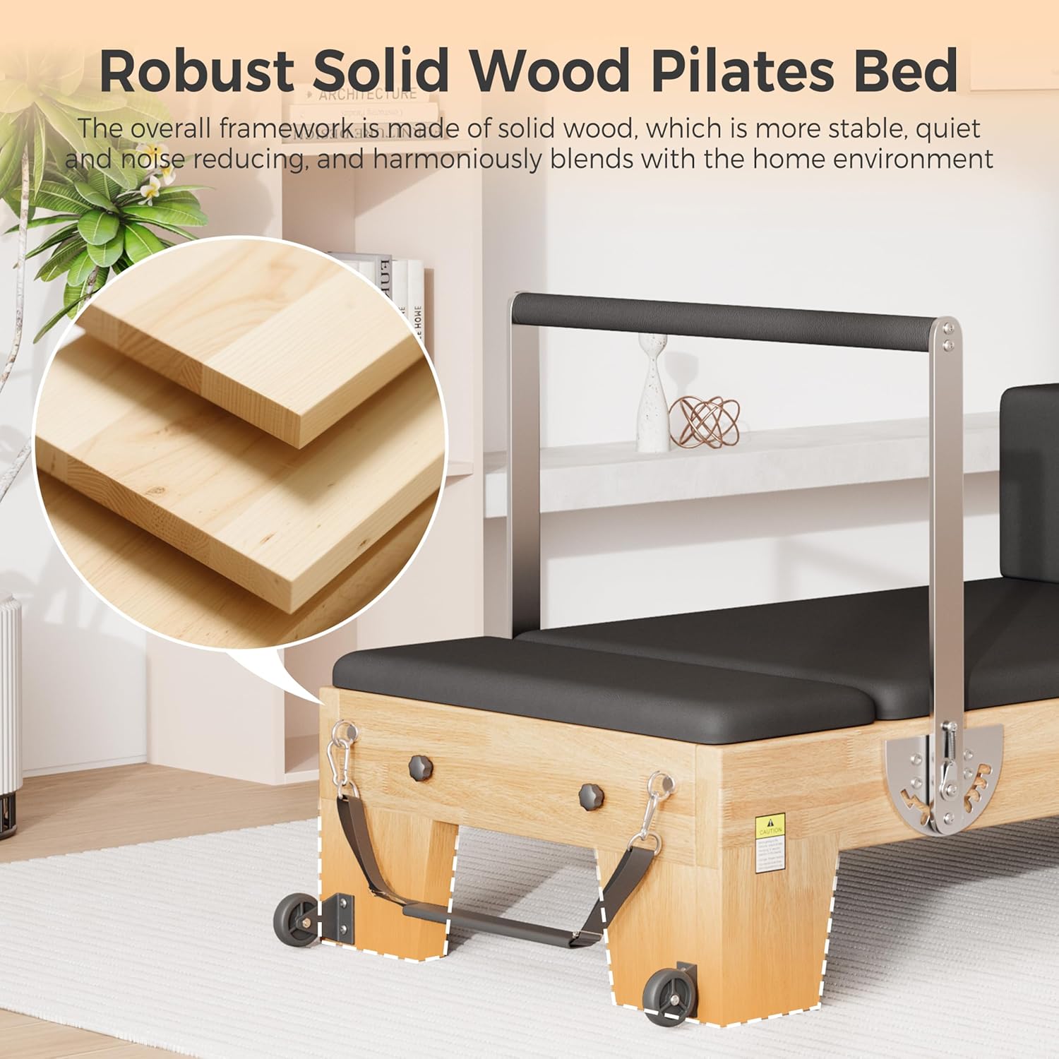 DELAVIN Pilates Reformer for Home Gym, Solid Wood Pilates Reformer Machine with Springs, Jump Board, Reformer Box and Accessories, Quick-Assembly Pilates Equipment Supports Up to 440 LBS (FBA)