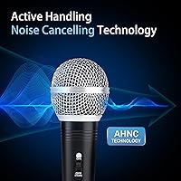 Vista 3 de Adamantite Micrófono dinámico de karaoke para cantar, micrófono de mano con cable de metal, cable de 13 pies e interruptor magnético, perfecto