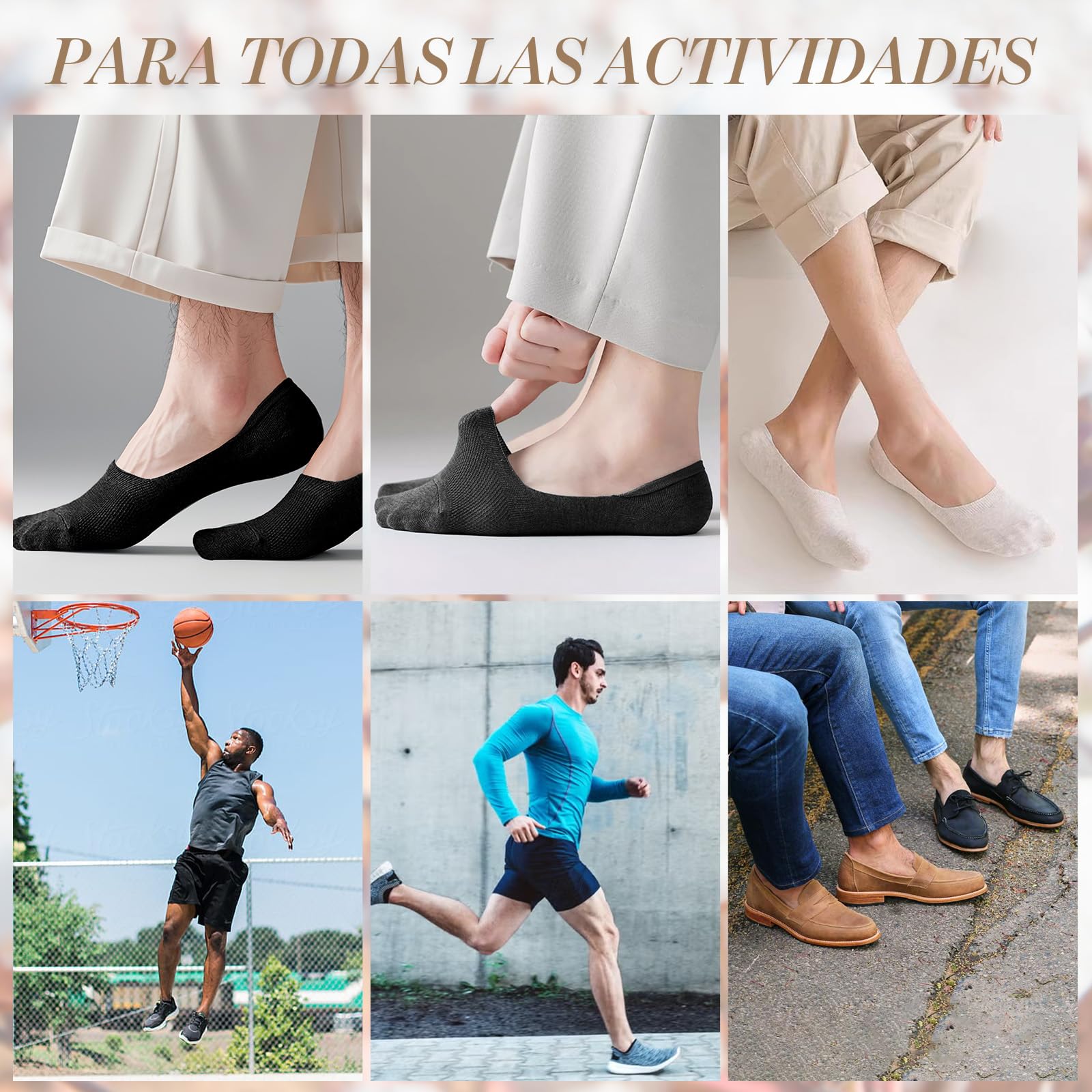 10 Pares Calcetines Invisibles Hombre y Mujer EU 39-45, Calcetines Transpirables Pinkies en Algodón Calcetines Cortos con Antideslizantes Silicona para Verano