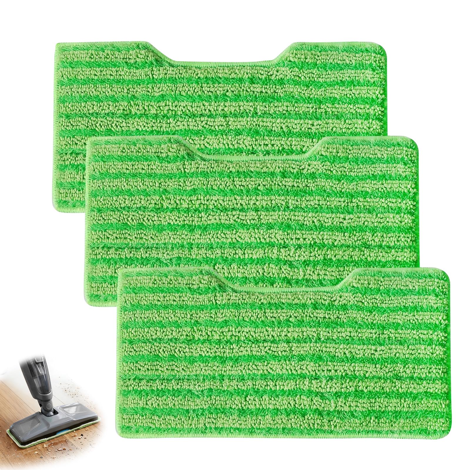 Xdealcozyxc Green 3 Pcs Reusable Vac Mop Pads Replacement For Shark Vacuum Mop
