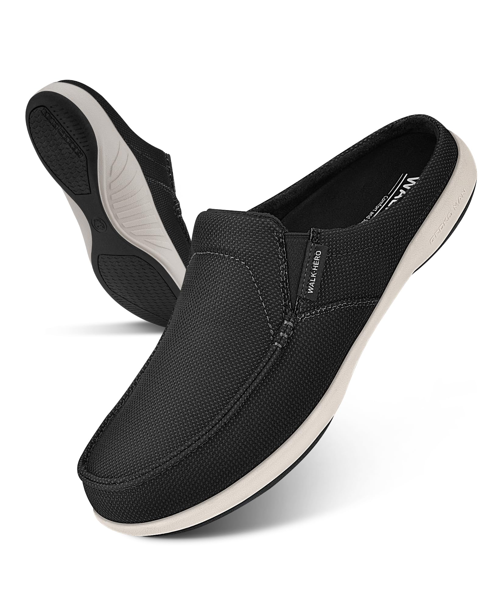 Mens Slippers with Arch Support Breathable House Slippers for Men with Velvet Lining Orthopedic Slip On Clog for
