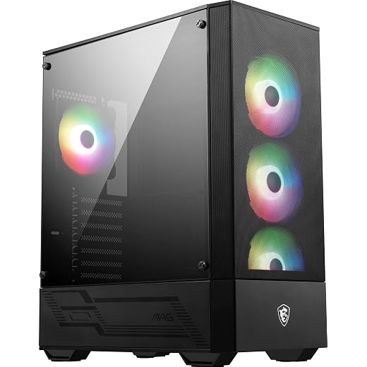 MSI MAG Forge 112R Mid-Tower PC Case - Tempered Glass, ATX, Micro-ATX & Mini-ITX Capacity, Front Mesh Panel, 4 x 120mm ARGB Fans with Hub Controller, Magnetic Dust Filter, USB 3.2 Gen 1 Type-A Ports