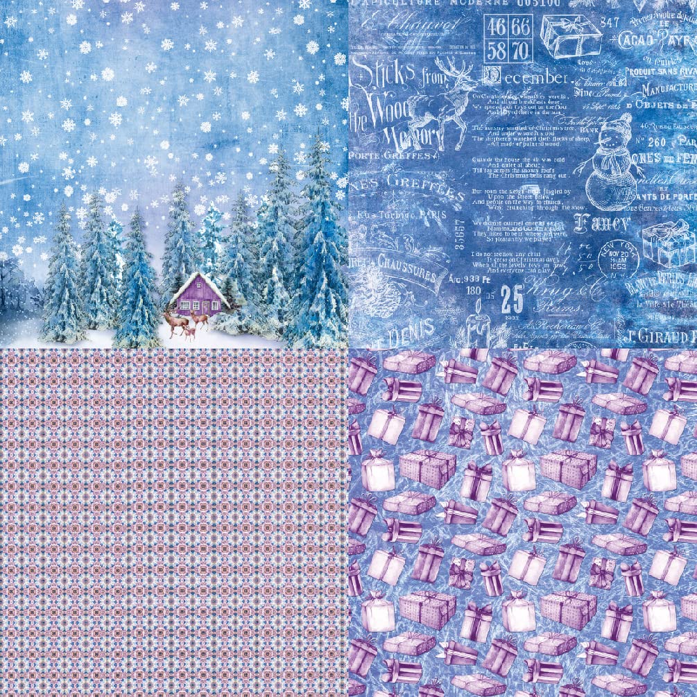 Wkładka do schowka, papier wzorowy 6"×6" Podkładka papierowa do kartek świątecznych, 48 arkuszy kartek z nadrukami świątecznymi w kształcie płatków śniegu, papier jednostronny, papier dekoracyjny do r