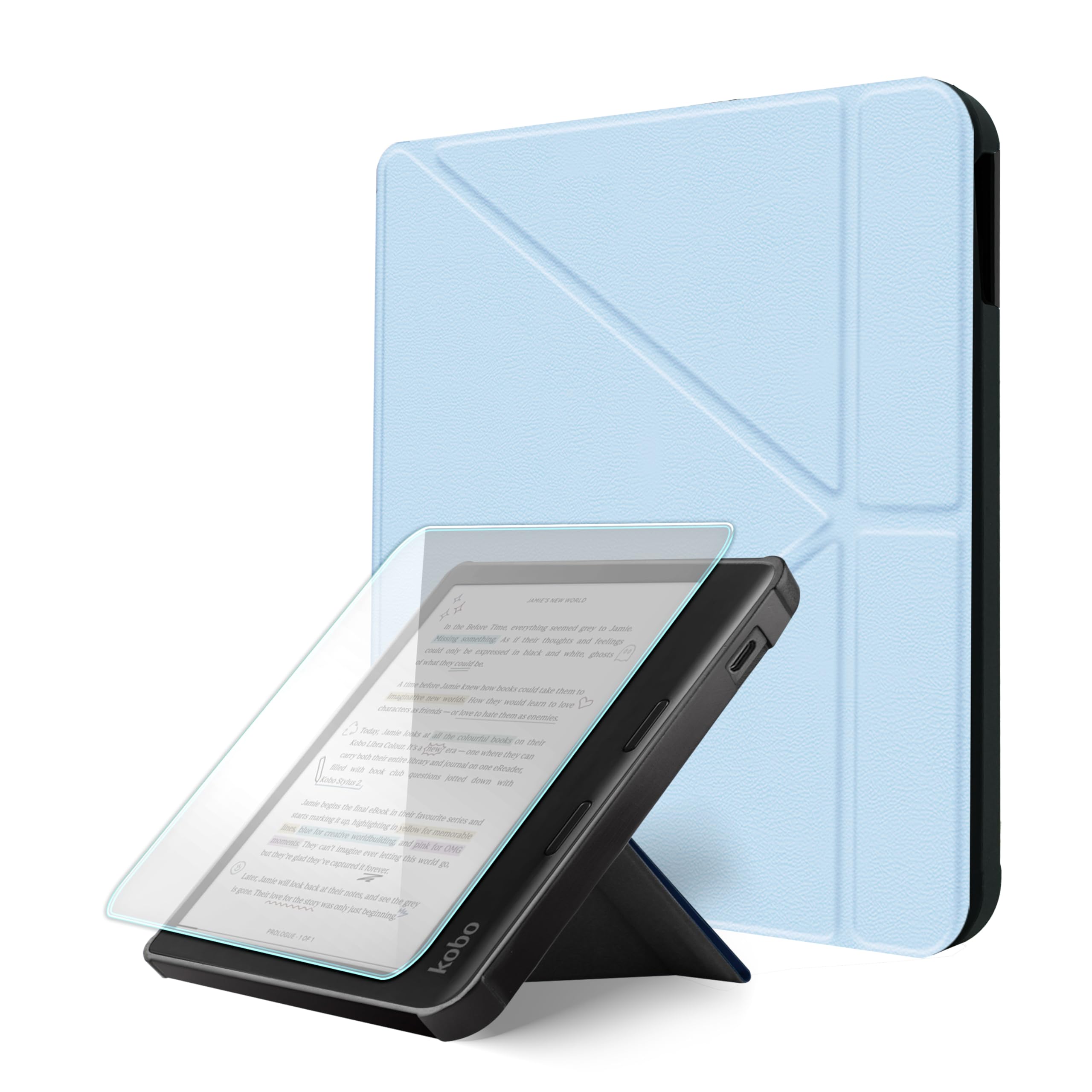Case For Kobo Libra Colour/Kobo Libra 2, Includes a Case & Screen Protector - 7" Origami Cover Fit for Kobo Libra (Model N418/N428) with Auto Sleep/Wake(Starry Night, 7 icnh) — view 13