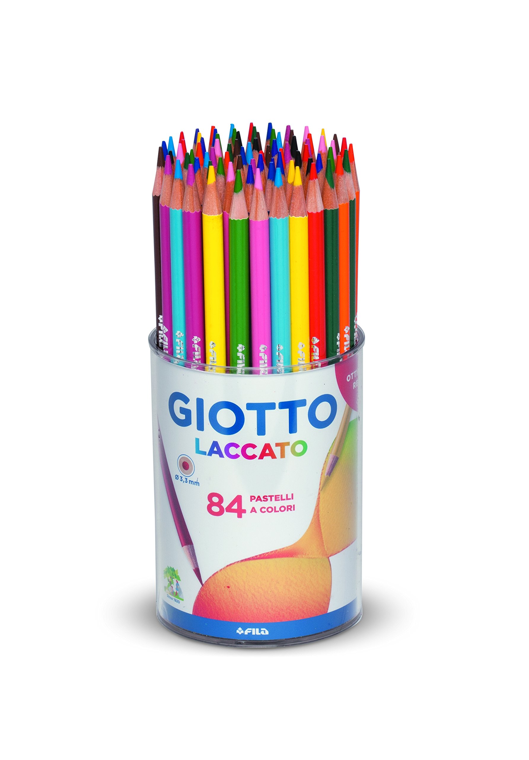 Giotto 520100 - Laccato Barattolo 84 Pastelli Colorati & Faber-Castell 183526 Temperamatite, Rosso