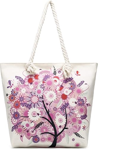 Bolsas de mano con asa de cuerda, bolsa grande con asas de cuerda, lona resistente, reutilizable, bolsa de compras para comestibles, bolsa de playa