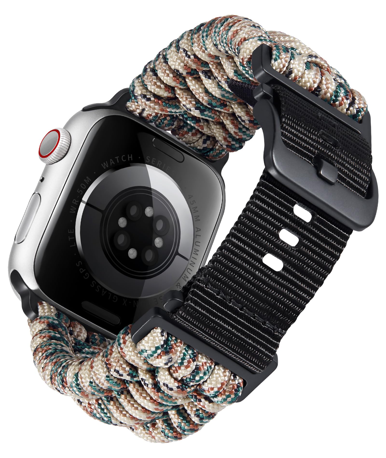 BINLUN Compatible with Apple Watch Band 49mm 46mm 45mm 44mm 42mm, Braided Paracord Nylon Replacement Strap Compatible with iWatch Ultra3 Ultra2 Ultra SE3 Series 11/10/9/8/7/SE2/SE/6/5/4/3/2/1 for Men