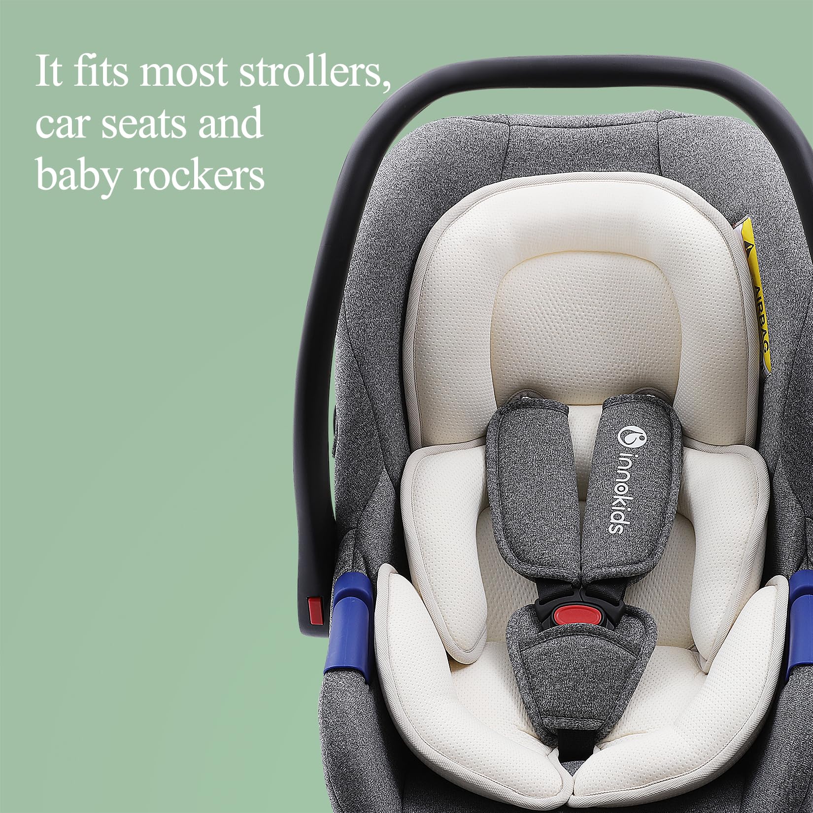 Innokids Relleno para Asiento de Coche Infantil, Almohada de Apoyo para la Cabeza y el Cuerpo para recién Nacidos, Apto para sillas de Coche y cochecitos (Blanco Crema)