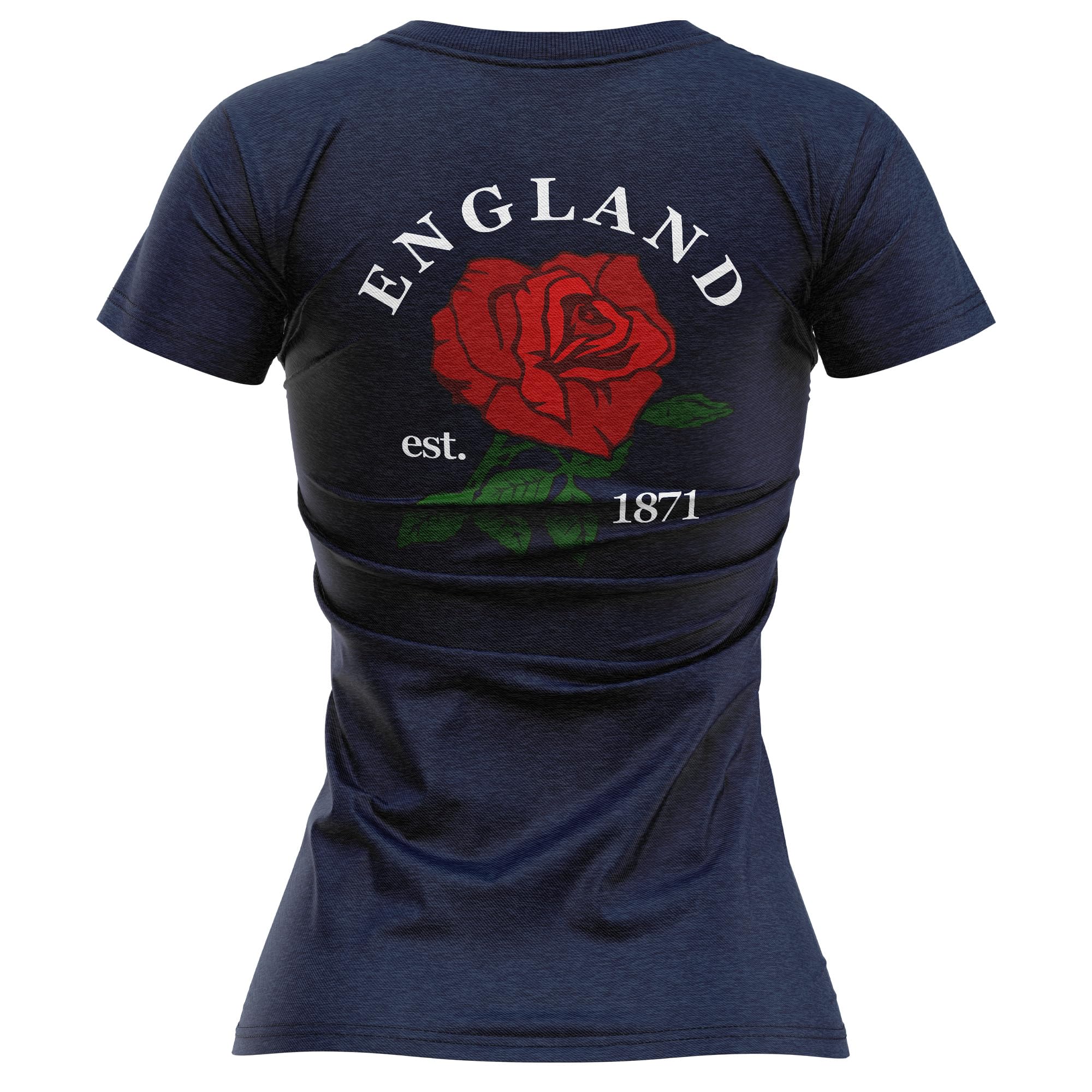 Camiseta de rugby de Inglaterra para mujer con insignia de rosa de Inglaterra 1871
