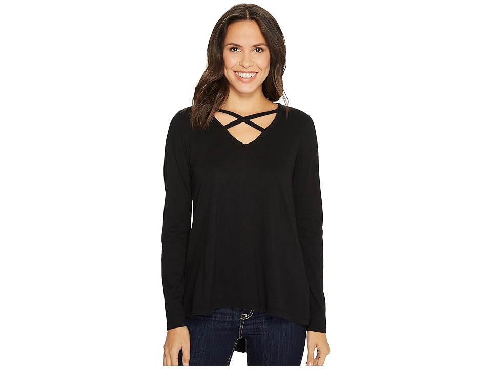 

Mod-o-doc Deluxe Jersey Crisscross V-Neck Long Sleeve Tee (Black) Women's T Shirt