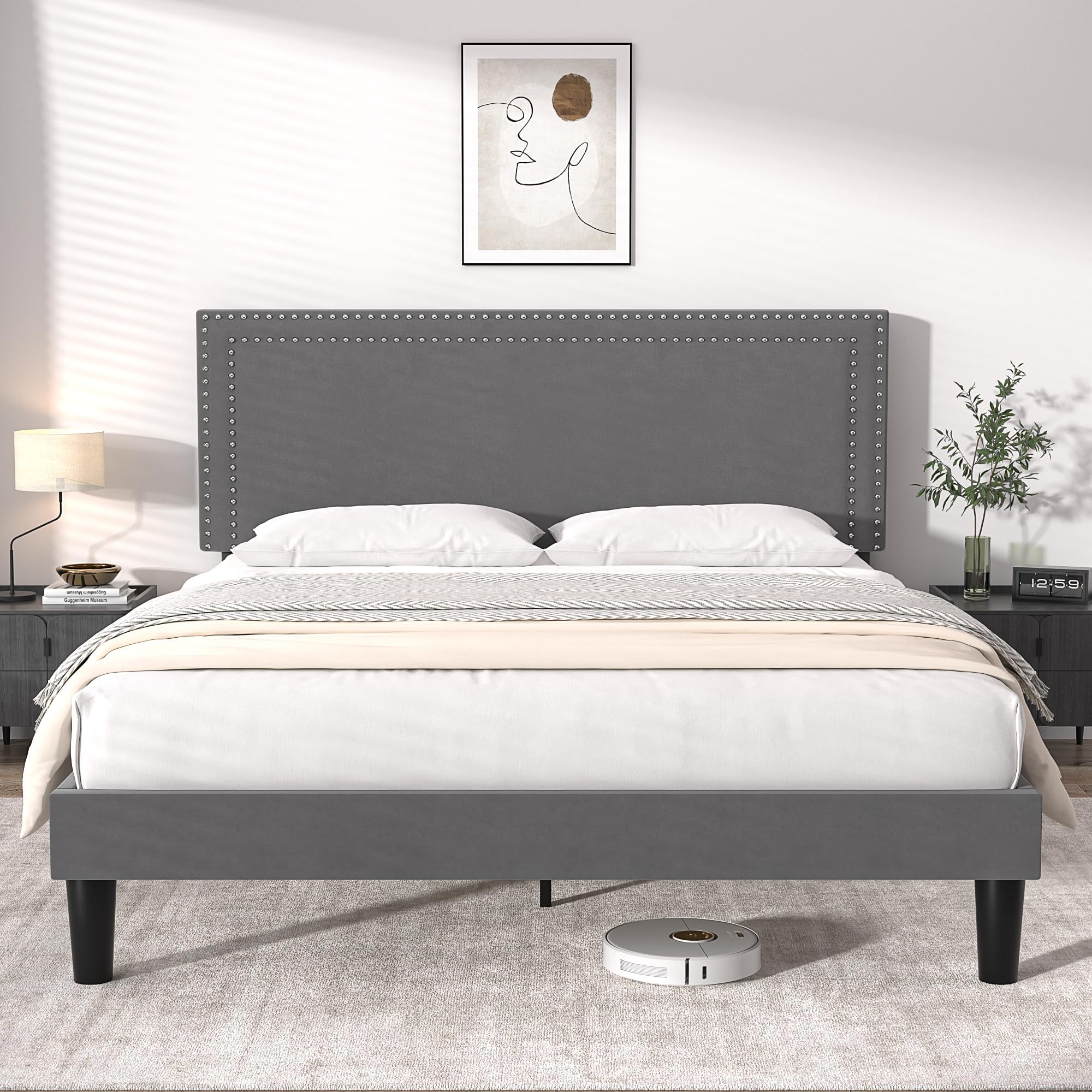 Sommier Tapissier Gris 140x200 - Fabrication Française - Confort Et Robustesse - Livraison Sécurisée
