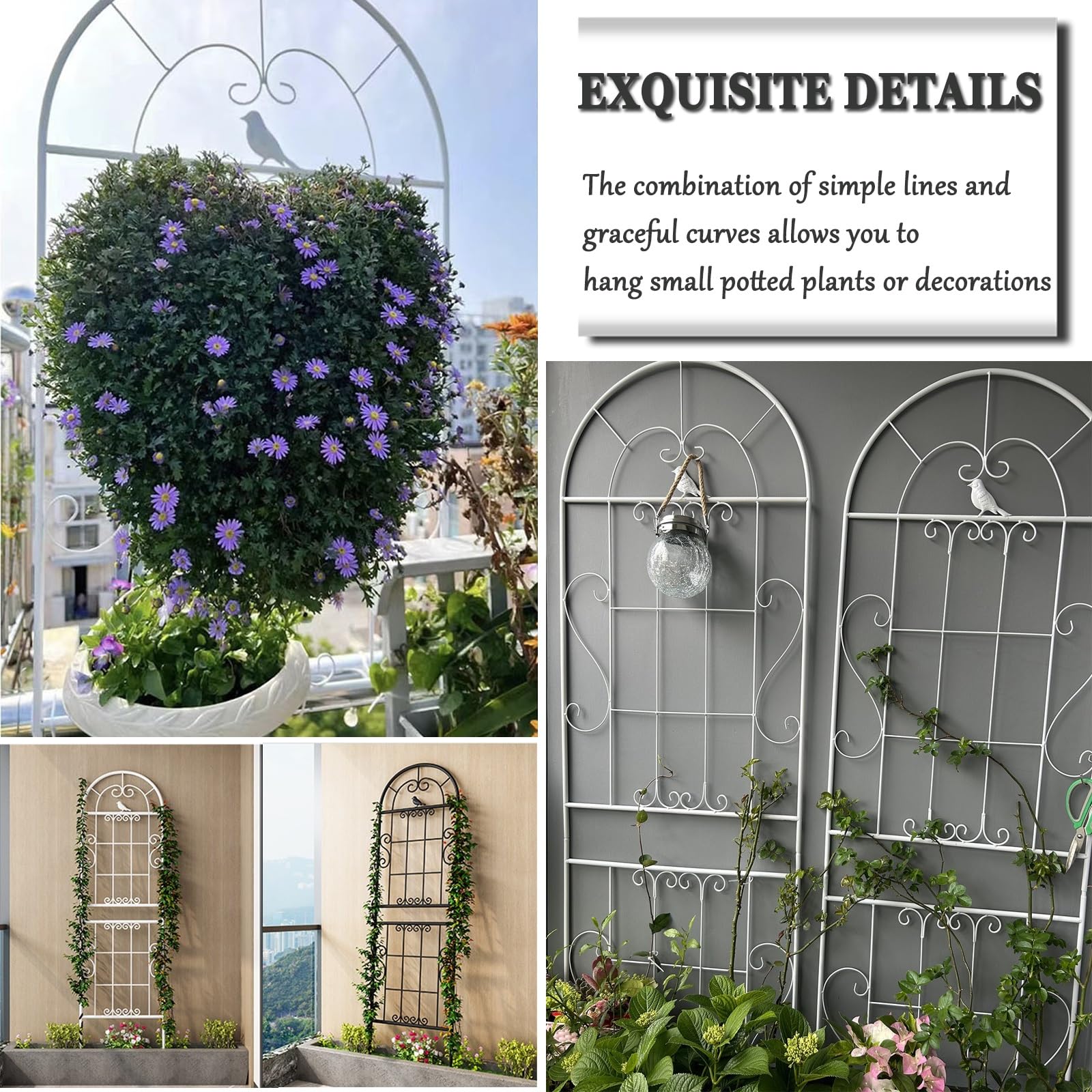 Traliccio Da Esterno Per Piante Rampicanti – Obelisco In Metallo Regolabile 30x90/130/170 Cm, Con Aggancio A Clip, Resistente UV, Per Balcone E Giardino