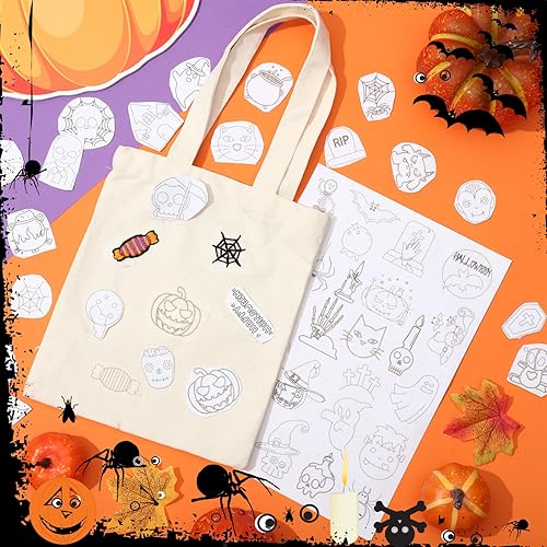 Miniatura 6 de 50 estabilizadores de costura a mano solubles en agua para Halloween, estabilizadores de bordado de tela con patrón de Halloween para bordado a mano