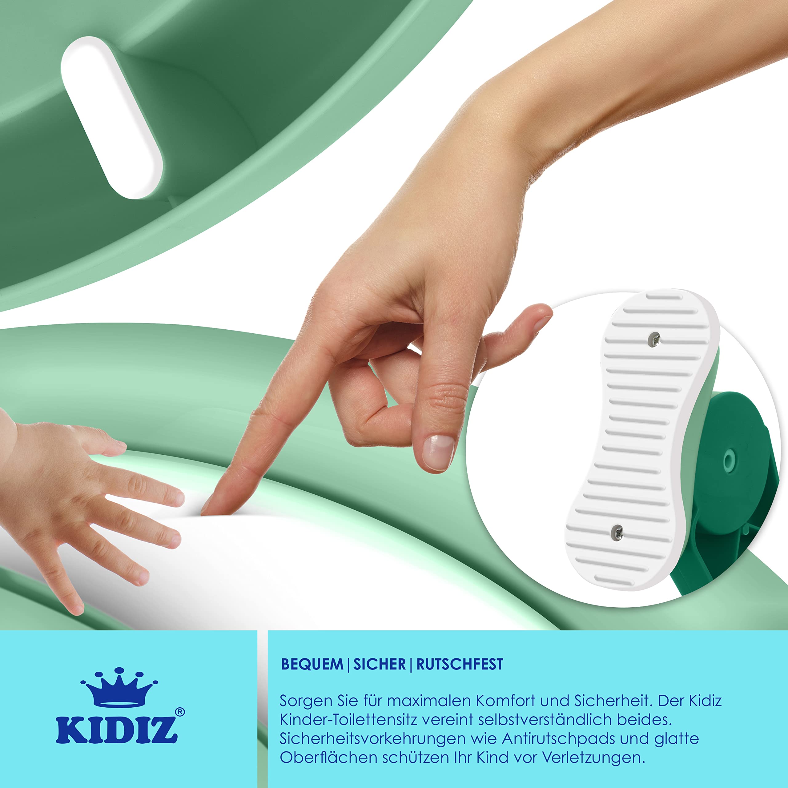 KIDIZ® Sedile del water per bambini Trainer per wc con scale e maniglie wc pieghevole per bambini Sedile del water Trainer per vasino Vasino per l'apprendimento cuscino comodo e ampi gradini, verde