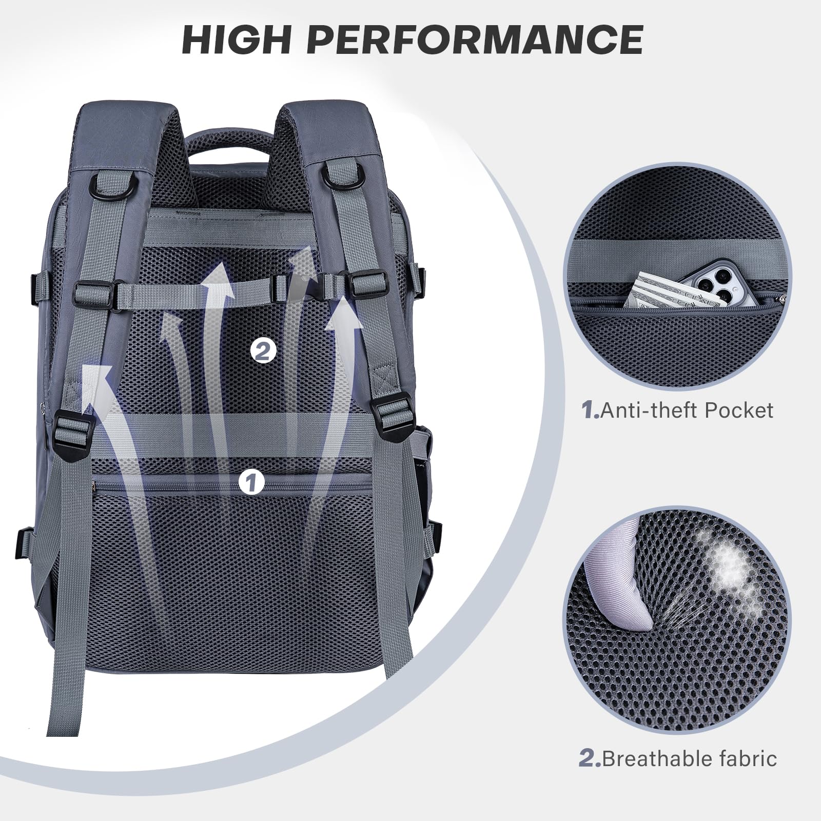 Xkdoai Zaino 45x36x20 per Easyjet, Bagaglio a Mano Dimensioni adatte Borse Cabina Valigia Zaini Casual Unisex Borsone da Viaggio Impermeabile Casual Daypack per Scuola Trekking Lavoro