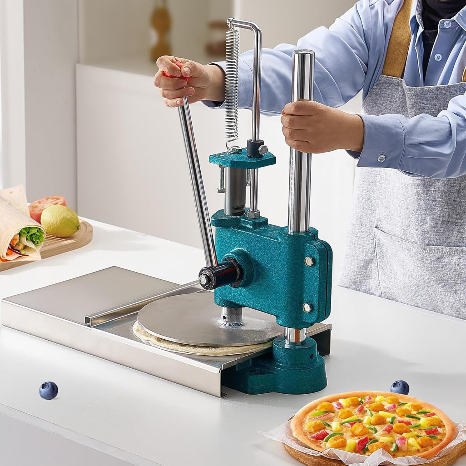 Pressa per pizza manuale per cucina Presse per biscotti Pizzaioli Pressa per impasto Rullo per impasto portatile Sfogliatrice per impasto Macchina per pressa per pizza Utensili da (16 centimetri)