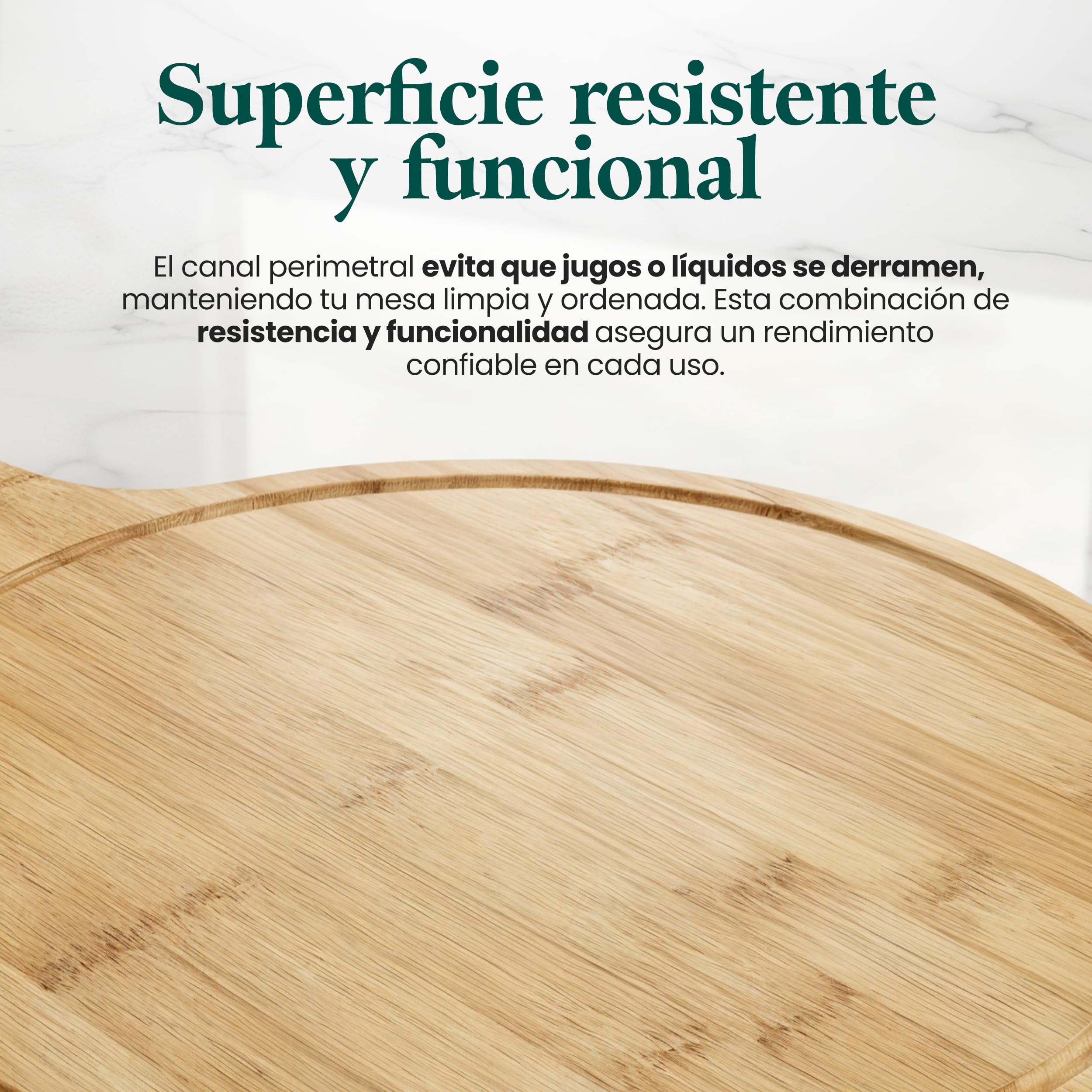 Pack 2 Tablas de Pizza Bambú 43 cm XL – Tabla Redonda para Cortar y Servir Pizza, Quesos y Aperitivos – Madera Natural Resistente — view 4