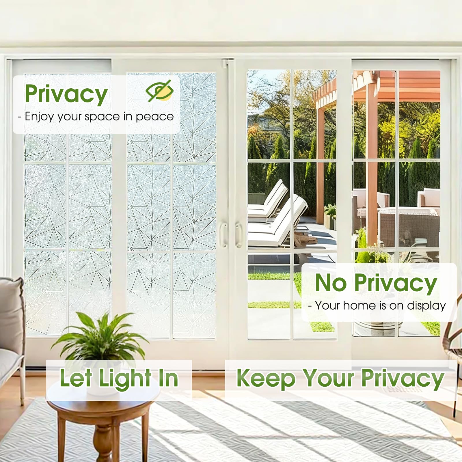 Beautysaid Film d'intimité pour fenêtre en Verre dépoli avec Motif Triangulaire, Anti-UV, Statique, sans Colle, pour Maison, Salle de Bain, Chambre à Coucher, Bureau, 90 x 300 cm