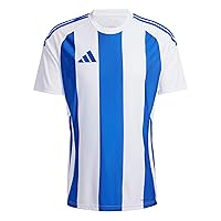 adidas Uomo Striped 24 Jersey Shirt, White/Team Royal Blue