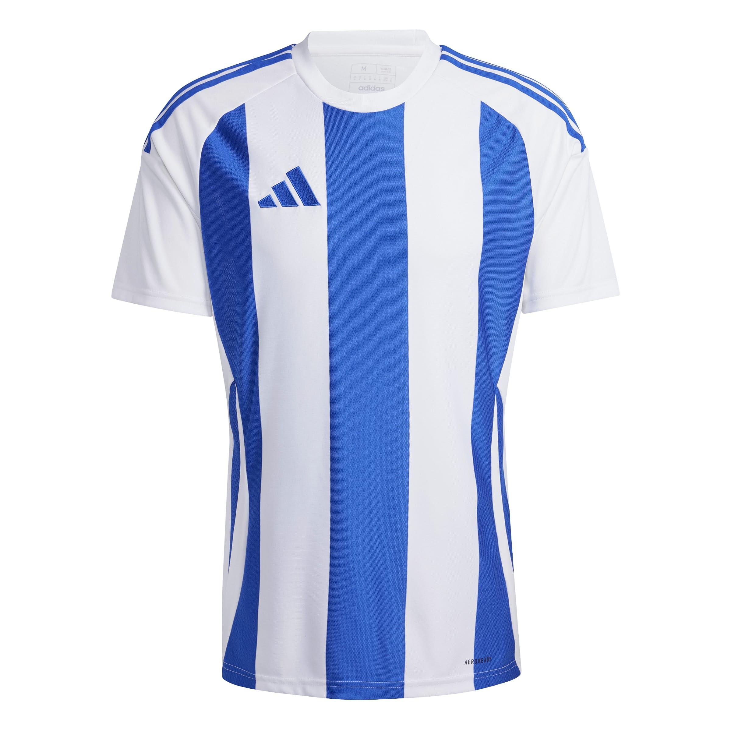 adidas Uomo Striped 24 Jersey Shirt, White/Team Royal Blue, XS