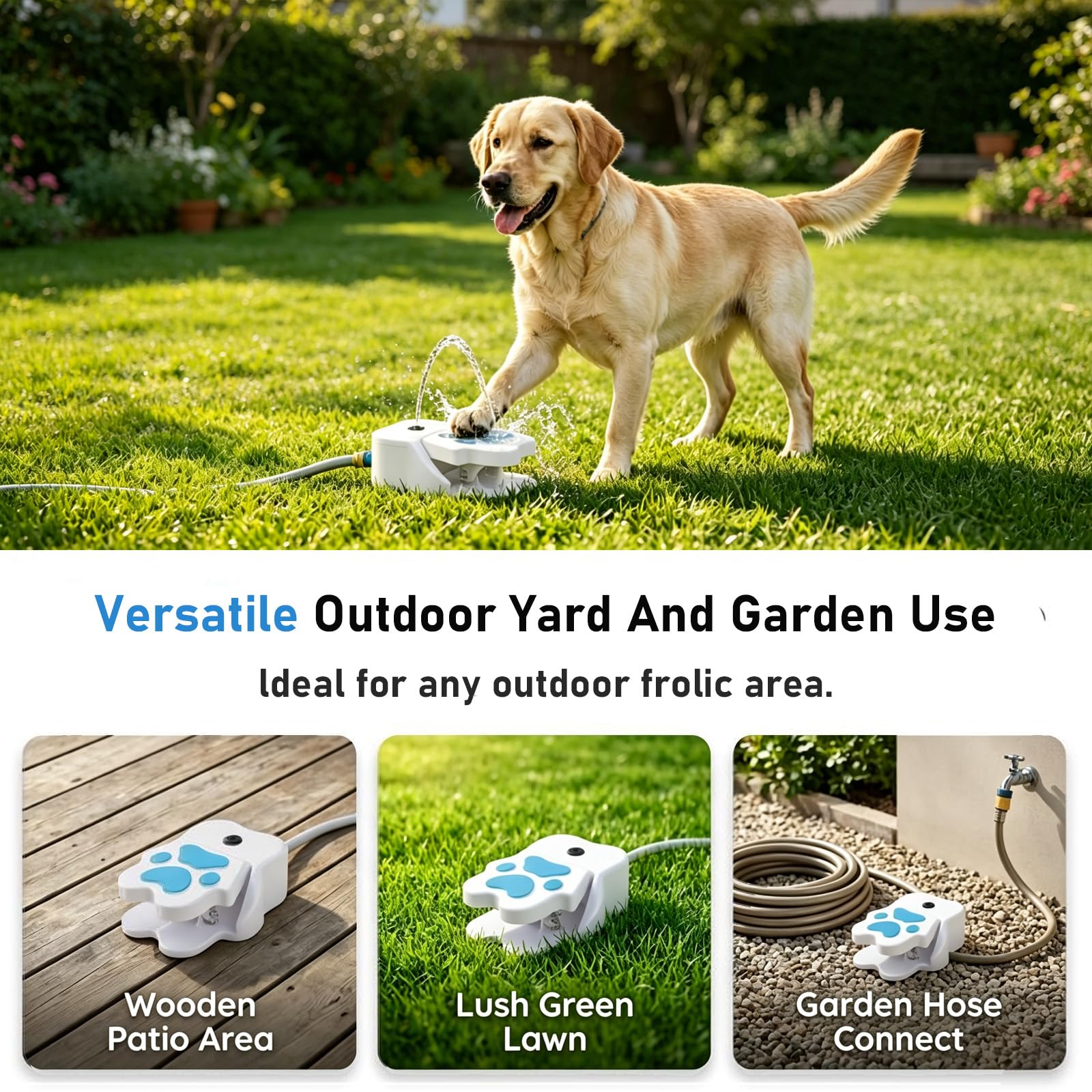 Trinkbrunnen für Hunde,Wasserfontäne mit Pedal,Pfotenaktivierter Trinkspender für Garten und Außenbereich, Leicht Aktivierbarer Hunde-Wasserspender
