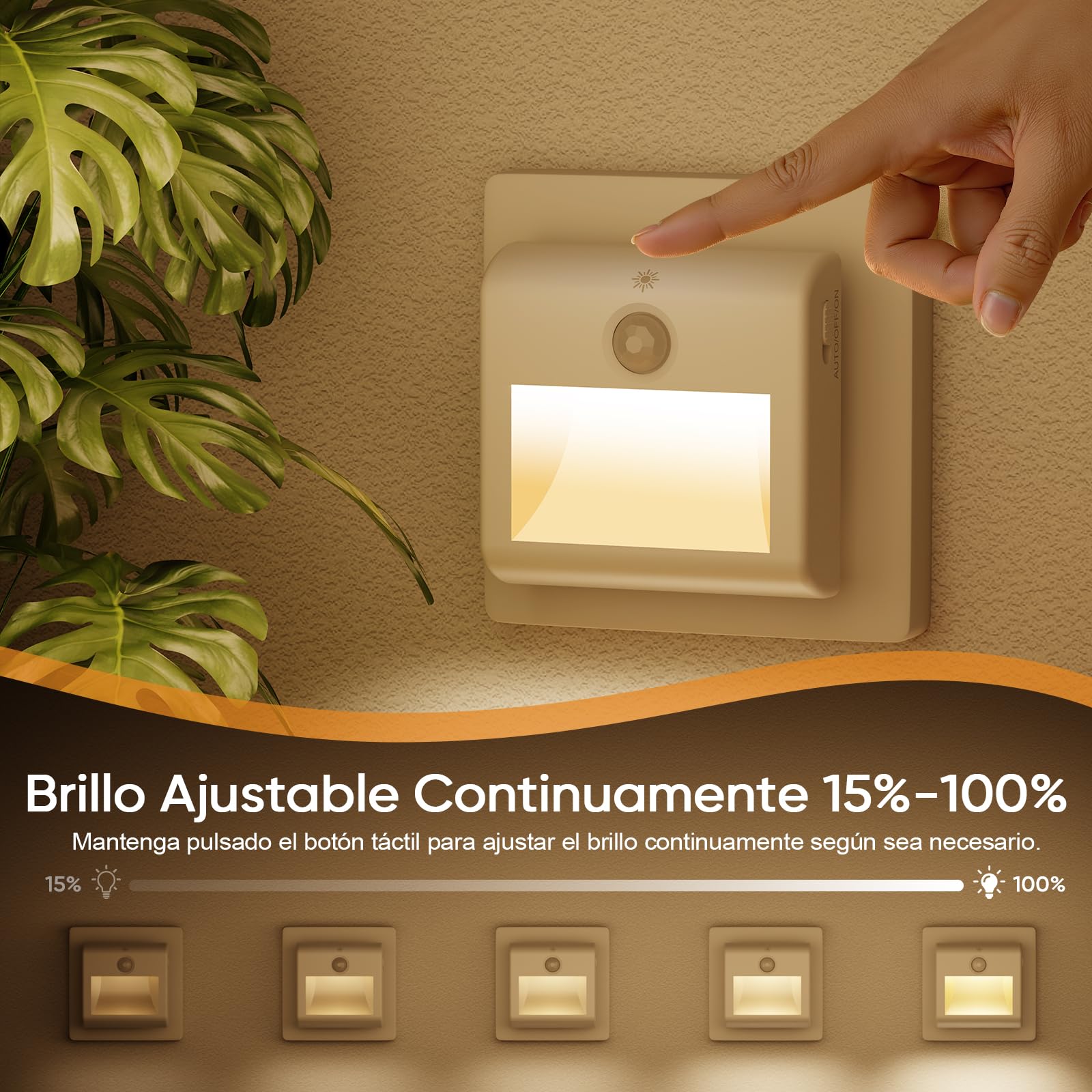Suright Luz Nocturna con Sensor de Movimiento [2 Piezas], Luz Noche Infantil, Blanca Cálida, 3 Modos(ON/Auto/OFF), Regulable, LED Bebe Lámpara para Niños Habitación, Pasillo, Escaleras, Cocina
