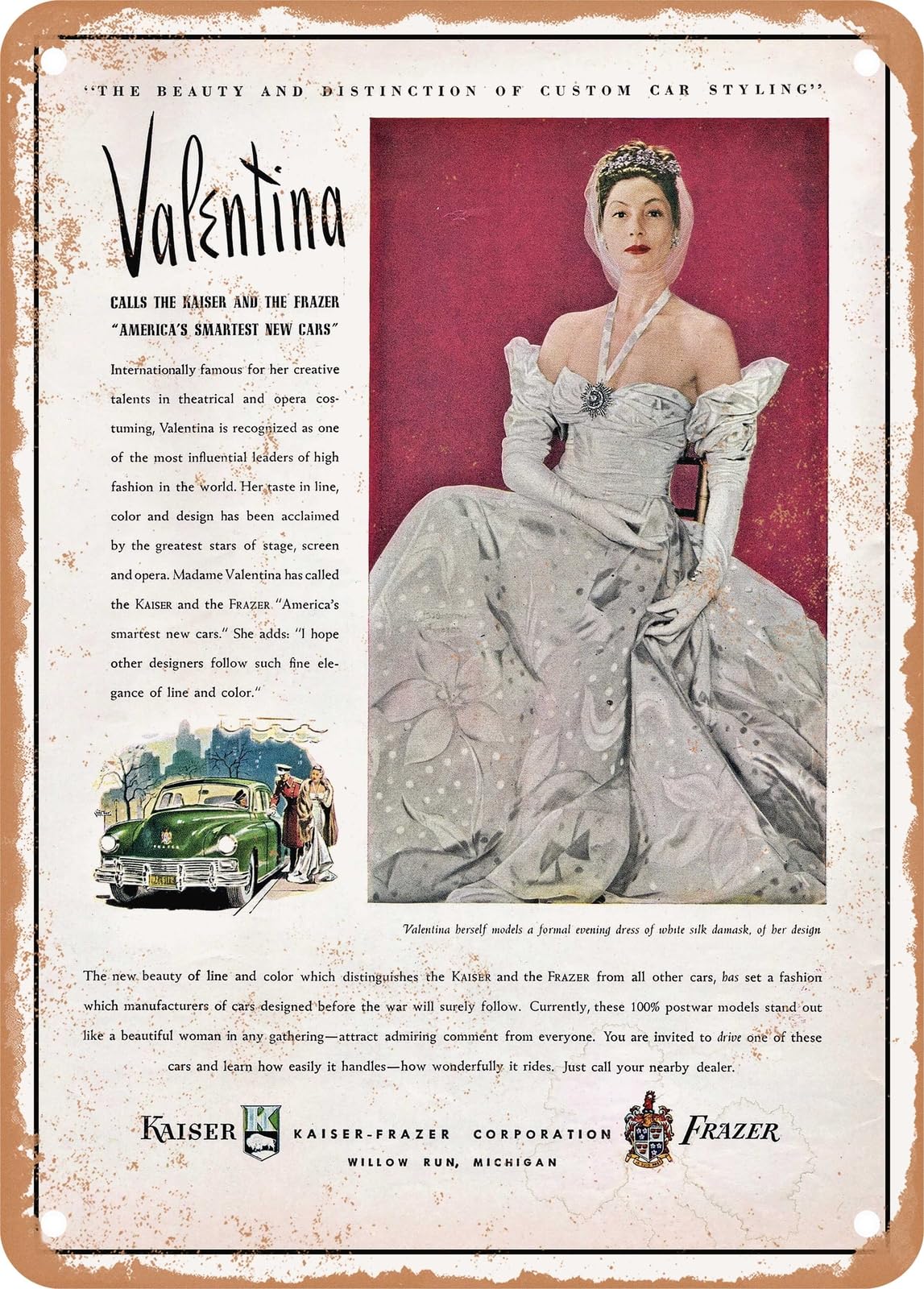 METAL SIGN - 1947 Frazer Manhattan with Valentina Vintage Ad home decor