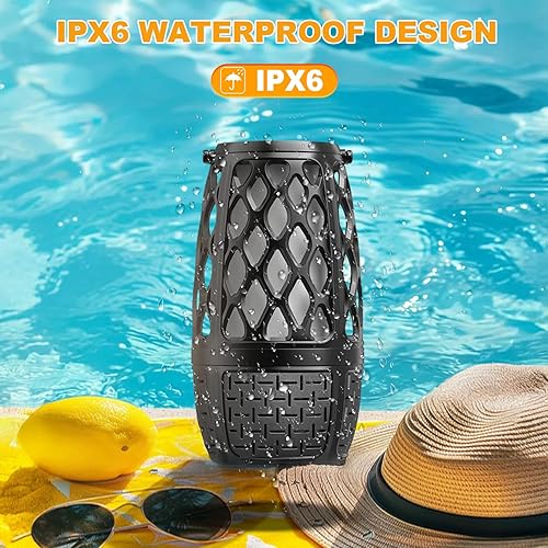 Miniatura 5 de Altavoces Bluetooth mejorados para exteriores con luces, IPX6 impermeable con atmósfera de llama, altavoz al aire libre, emparejamiento automático