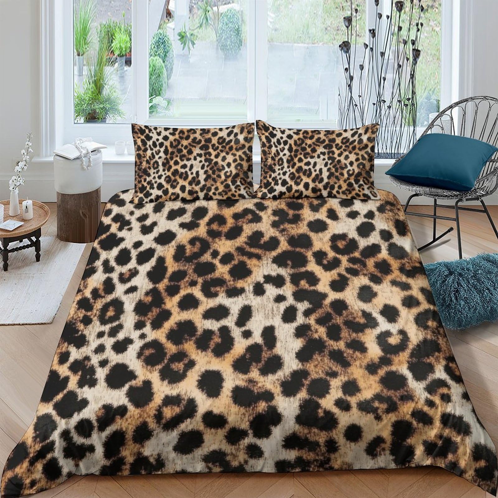 Ctjqhvkz Style-7 3D Printed Leopard Print Fitted Sheet Microfiber Soft Non Slip Cheetah Pattern Bed Cover For Bedroom Guest Room Single（135X200cm）