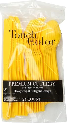 Creative Converting School Bus - Juego de cubiertos de plástico amarillo, 24 unidades, surtido