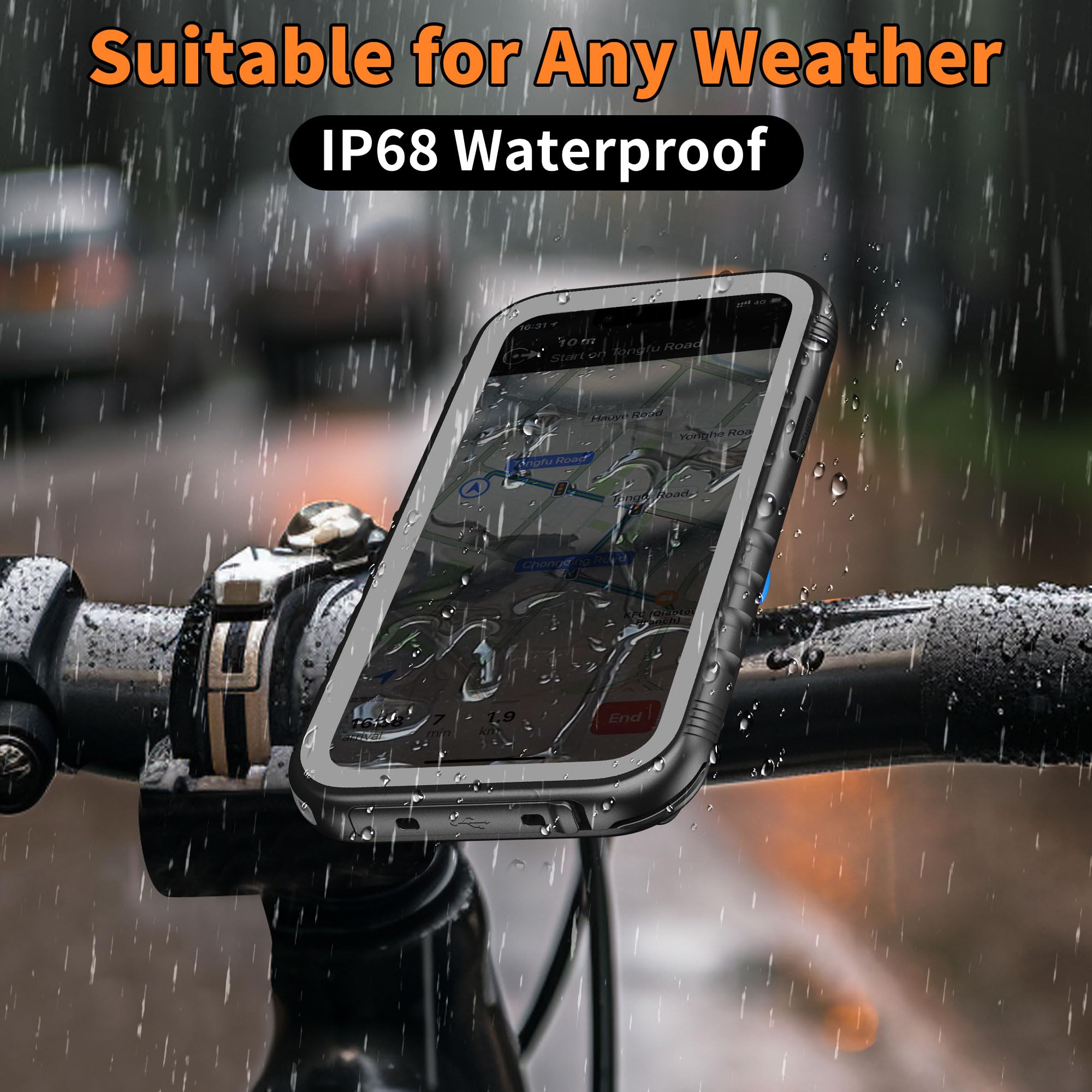 Cozycase Bike Phone Mount for iPhone 12/iPhone 12 Pro Waterproof One Button Unlock+Auto Lock in One Second Metal/Aluminium Rotatable Detachable Handlebar Motorbike Road/Mountain Bike Phone Holder - Image 3