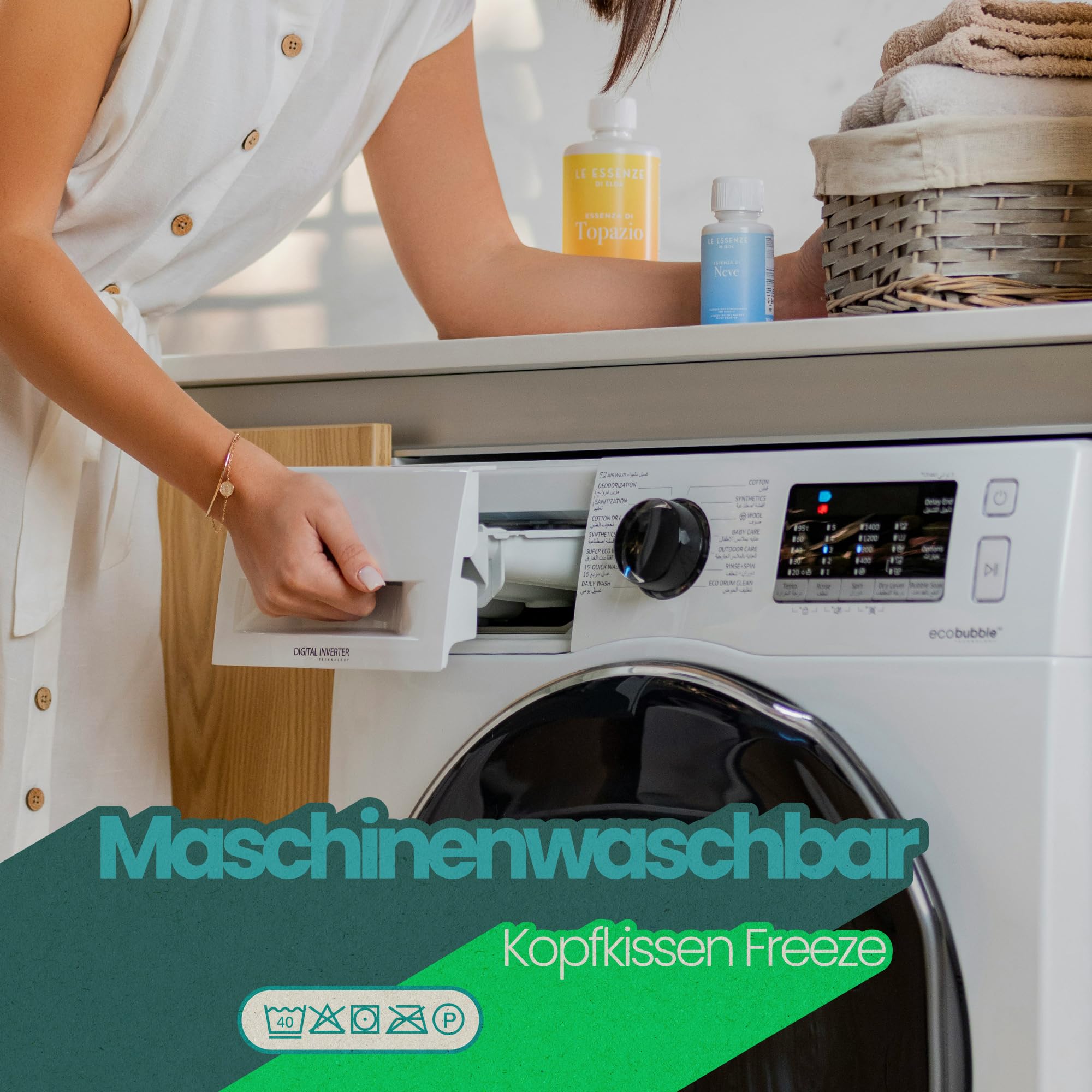 Bestlivings Kopfkissen Freeze Größe 80 x 80 cm, Kühlendes Kissen Oeko-TEX, Atmungsaktiv mit Kühl Effekt, Allergikerfreundlicher Baumwollbezug