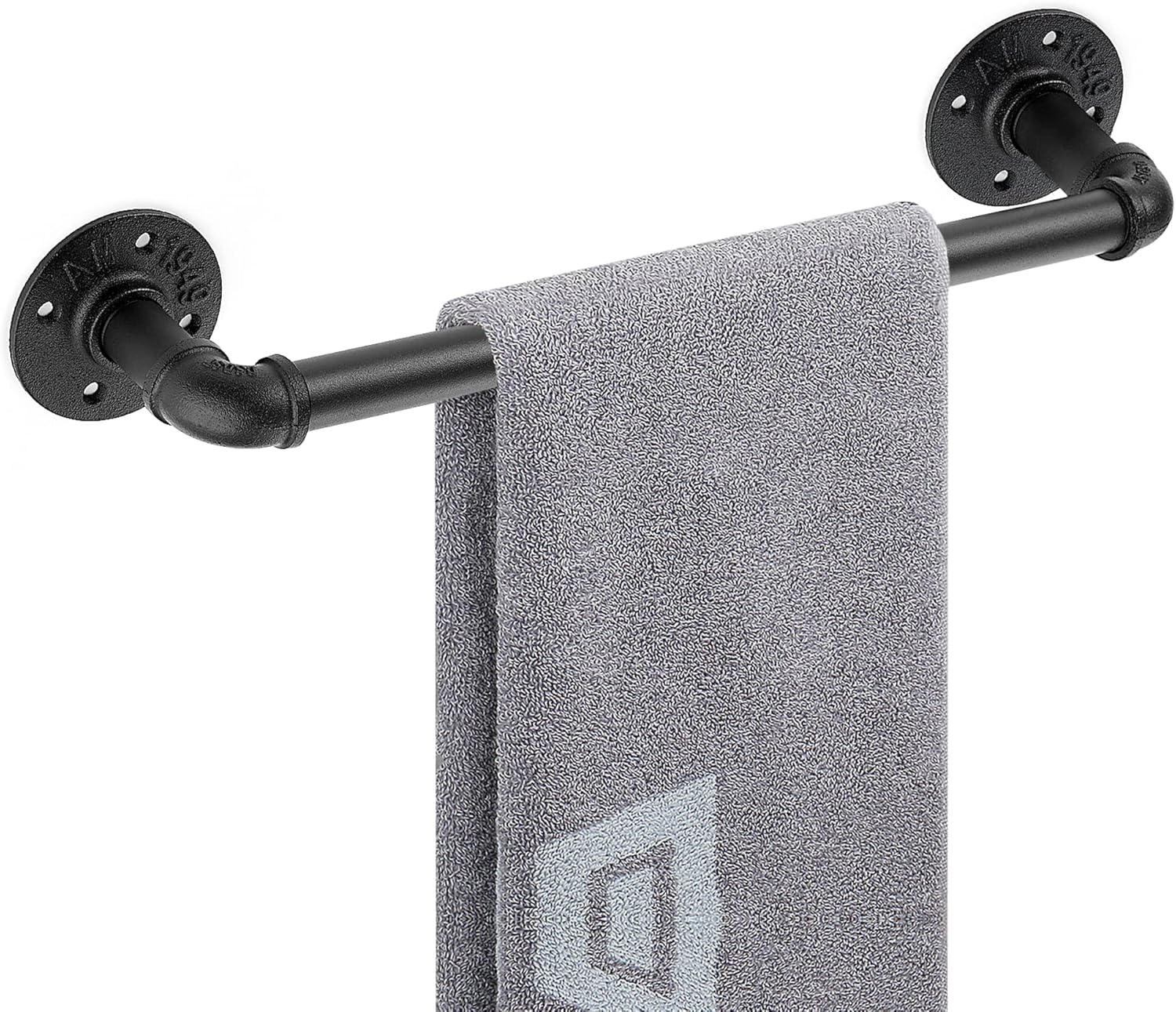 Industrial Pipe Towel Rack 18 Inch Black Towel Bar Heavy