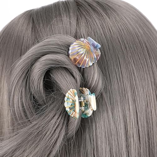 Miniatura 5 de Lurrose Pinzas para el pelo de concha marina: pequeños clips de mandíbula de concha, mini accesorios para el cabello de playa para disfraz de sirena