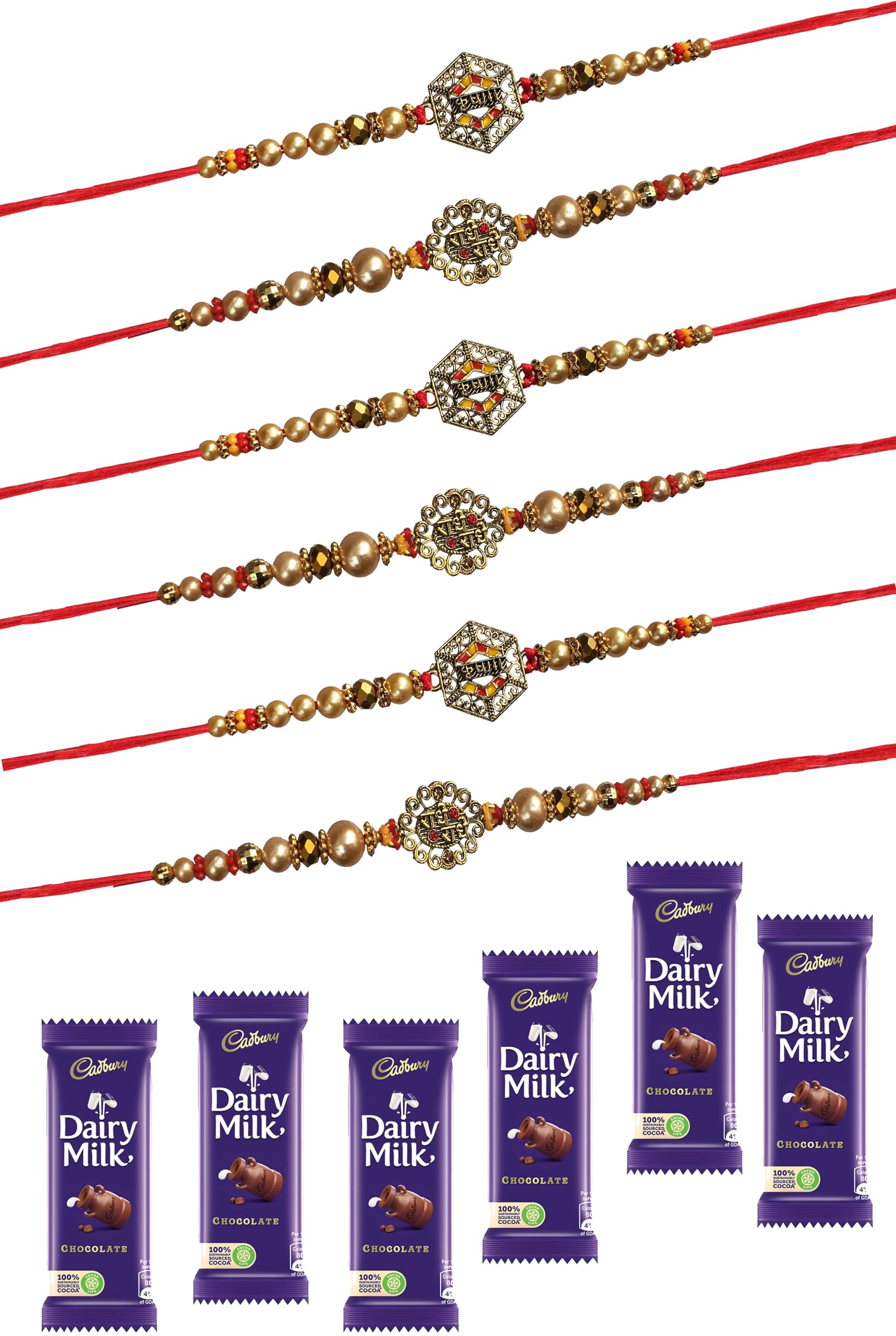 CLUZE Set of 6 Traditional Radhe Radhe And Peacock Rakhi Set with 6 Chocolates (13.2 gram each) Rakshabandhan Gift Combo for Brother (Design 9) (B0D7Z8DPFW) Amazon Price History, Amazon Price Tracker