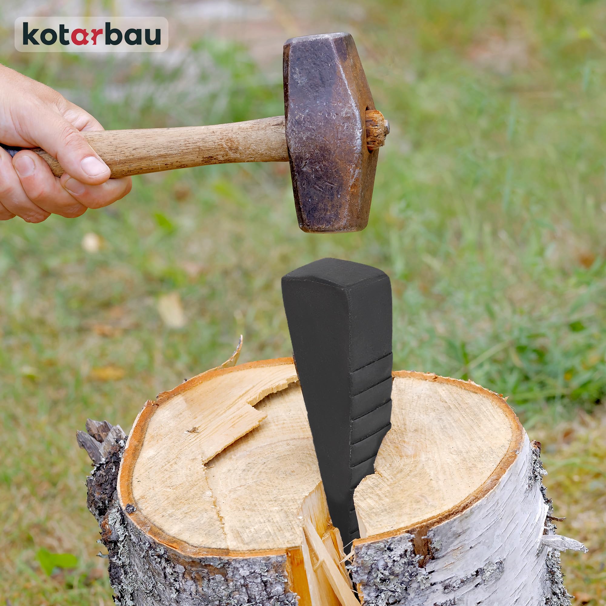 KOTARBAU® Esquina de Dividir forjada de Acero, 250 mm, 4,0 kg, Granada de Dividir Esquina de Madera, esparcidor de Troncos, Esquina de Sacrificio, Esquina de leña, Esquina de elevación