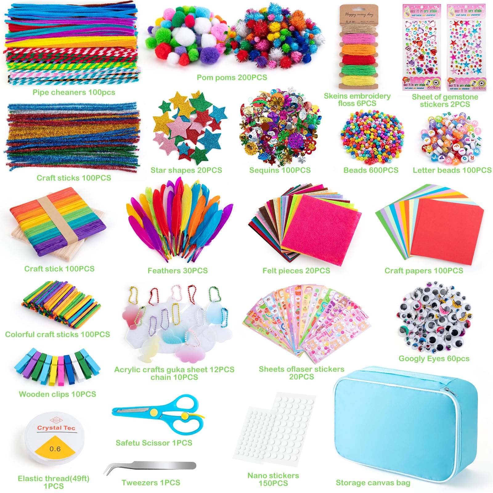 Set Cucito Creativo Per Bambini 6+ – 10 Animali In Feltro Preforati Con Imbottitura, Forbici E Fili